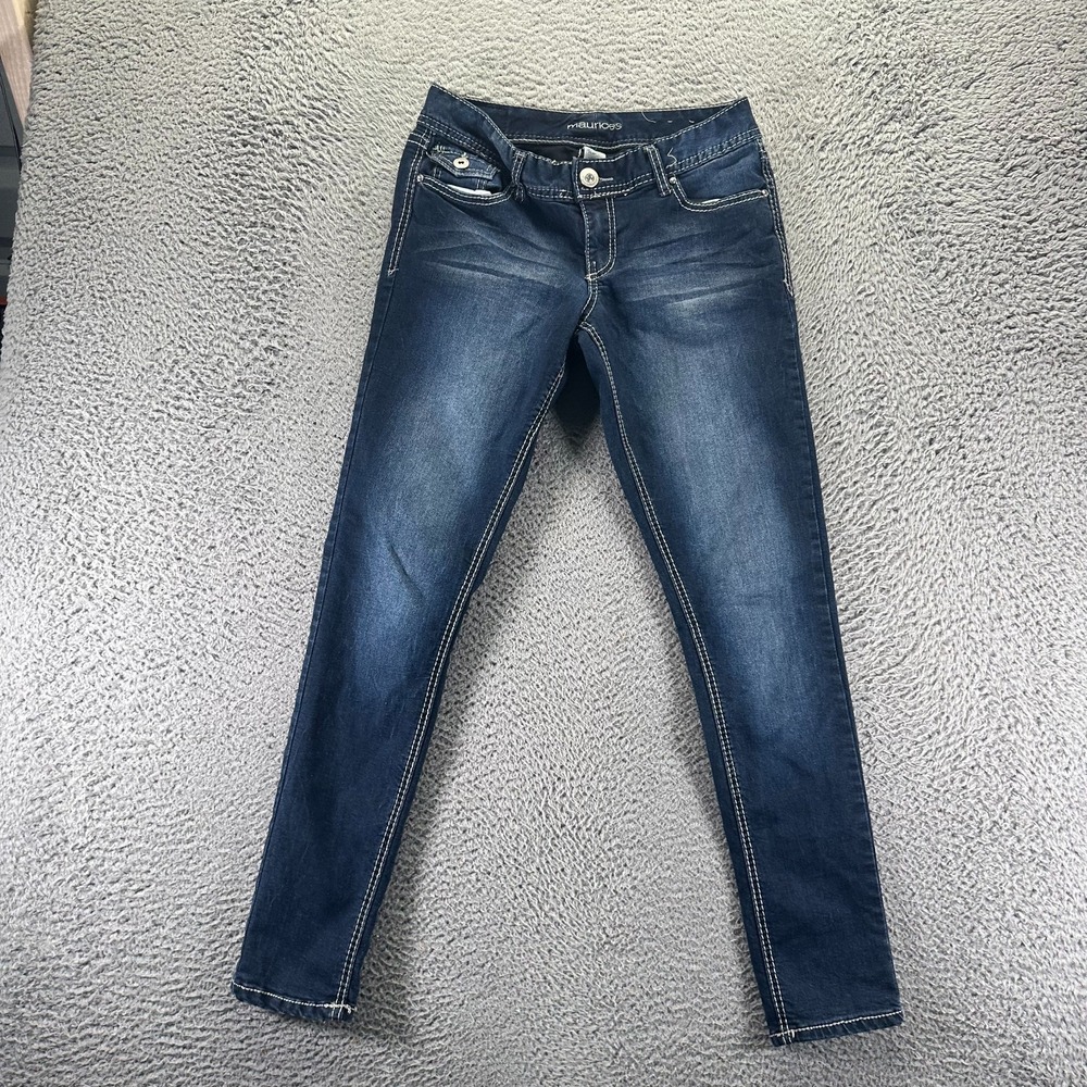 Maurices Jeans Womens M Blue Cotton Denim Skinny Western Cowgirl Faded Stretch